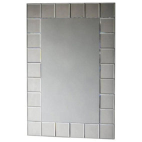 Wall Mirror Bevelled Blocks Edge Simple Stylish Design