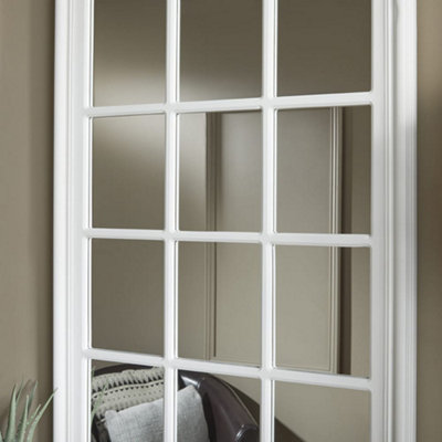 Wall Mirror Cambridge Wall Mounted Window Style Rectangular Shape with White Frame- H 120cm X W 80cm
