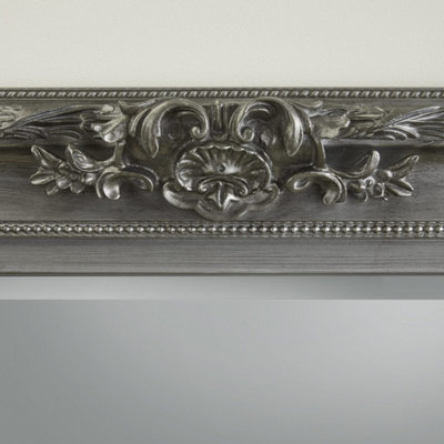 Wall Mirror Carved Vintage Carved Louis Rectangular shaped with Silver Ornate Frame H110cm xW 80cm x D6.5cm