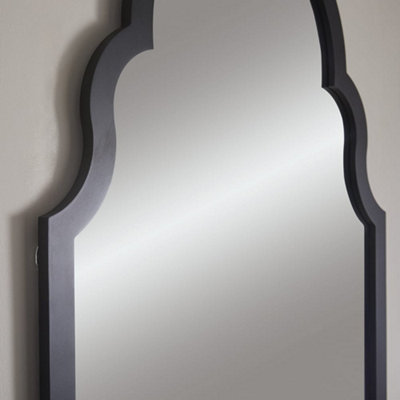 Wall Mirror Casablanca Arched Shape with Black Frame for Hanging in Living Room, Bedroom- H 104cm X W 60cm x D 4cm