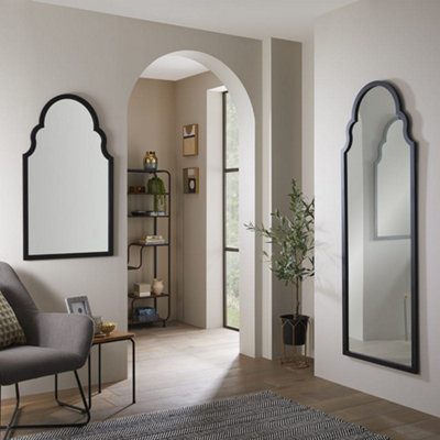 Wall Mirror Casablanca Arched Shape with Black Frame for Hanging in Living Room, Bedroom- H 104cm X W 60cm x D 4cm