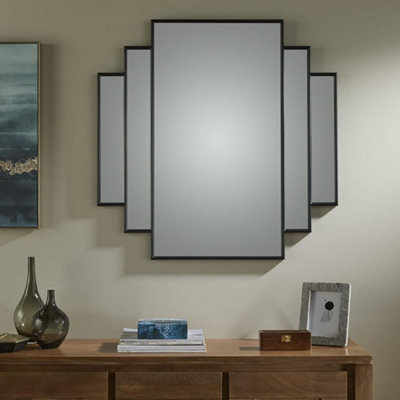 Wall Mirror Charleston Rectangular Shape with Black Frame- H 90cmxW 90cmxD 2cm for Hanging in Sideboard or Dressing table