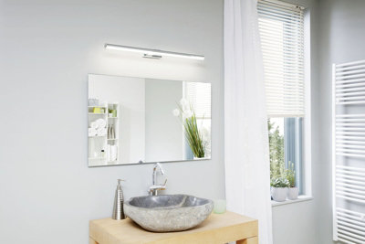 Wall/Mirror Light IP44 Bathroom Chrome Shade White Plastic Bulb LED 14W Included
