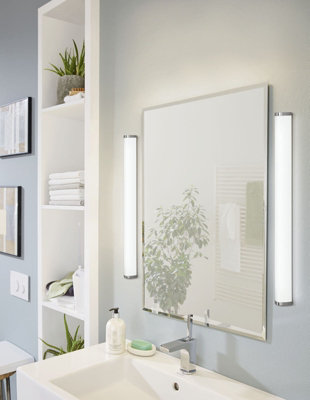 Wall/Mirror Light IP44 Bathroom Colour Chrome Shade White Plastic Bulb LED 24.3W
