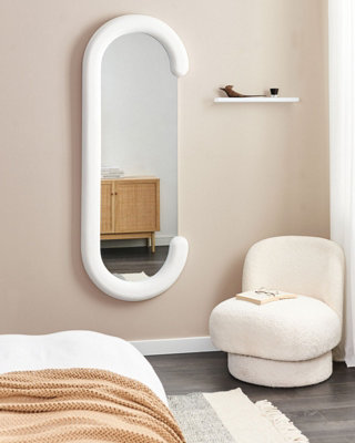 Wall Mirror LOCHES 54 cm 158 cm Velvet White
