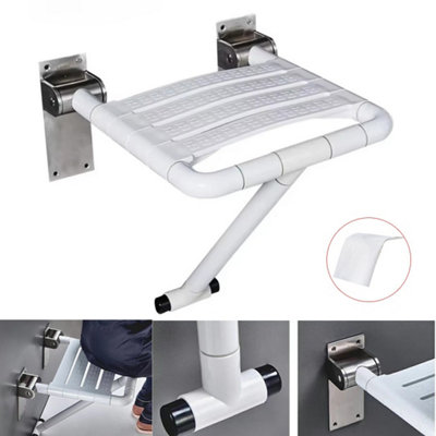 Wall Mount Folding Shower Bench Flip Up Bath Seat Non Slip Stool