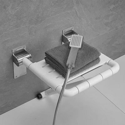 Wall Mount Folding Shower Bench Flip Up Bath Seat Non Slip Stool