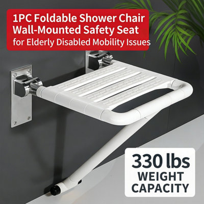 Wall Mount Folding Shower Bench Flip Up Bath Seat Non Slip Stool