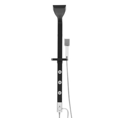 Wall-mount Handheld Head and Rainfall Shower Head and Brass Bathroom Thermostatic Mixer Shower Massage Panel Set