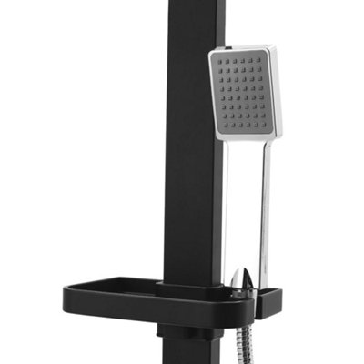 Wall-mount Handheld Head and Rainfall Shower Head and Brass Bathroom Thermostatic Mixer Shower Massage Panel Set - 5