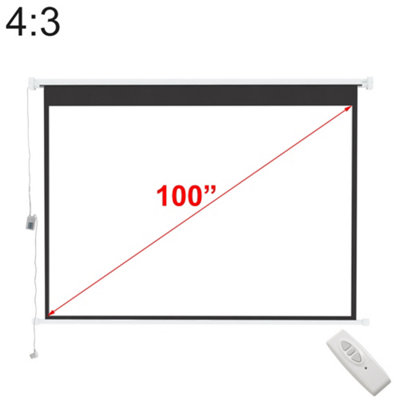 Wall Mount Motorized Electric Projector Screen for Home Theater Movie with Remote Control 100 Inch 4:3