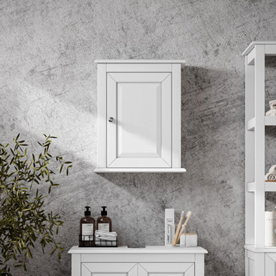 Wall-Mounted 1-door Modern White Wooden Storage Bathroom Cabinet Price Comparisons | Compare The Build
