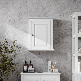 Wall-Mounted 1-door Modern White Wooden Storage Bathroom Cabinet
