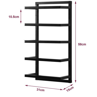 Wall Mounted 5 Tier Towel Holder in Black