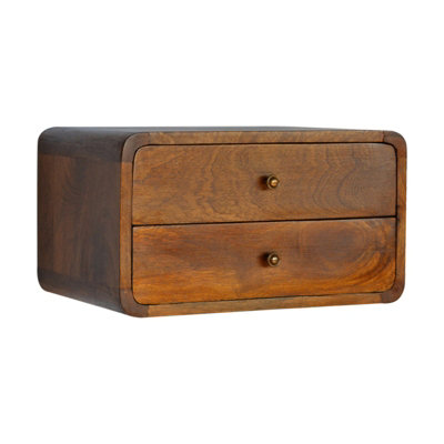 Wall Mounted Bedside - Mango Wood - L32 x H25 x W45 cm - Chestnut
