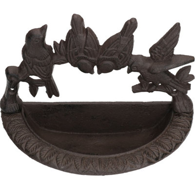 Wall Mounted Bird Bath Cast Iron Feeder Ornament Garden Feature Statue