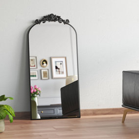 Wall Mounted Black Metal Framed Decorative Framed Mirror W 600mm x H 1200mm