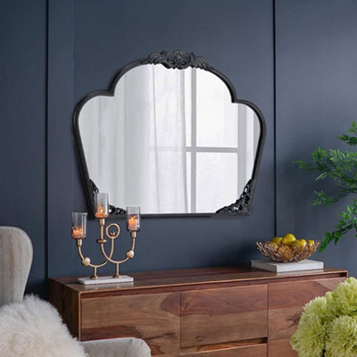 Wall Mounted Black Metal Framed Decorative Framed Mirror W 880mm x H 690mm