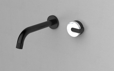 Wall Mounted Black Tap With Single Marble Handle