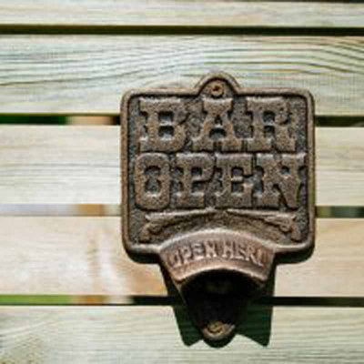 Wall Mounted Bottle Opener 'BAR OPEN' - Cast Iron - L3.5 x W15.5 x H11 cm