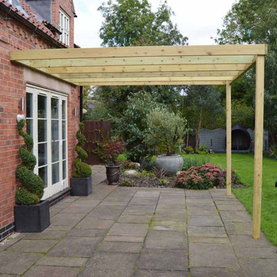 Wall Mounted Box Pergola - L420 x W420 x H270 cm - Light Green - 3
