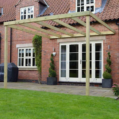 Wall Mounted Box Pergola - L420 x W420 x H270 cm - Light Green - 4