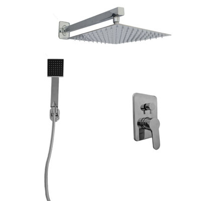 Wall Mounted Brass Material Chrome Finish Rainfall Shower Set System Mixer Set - 5