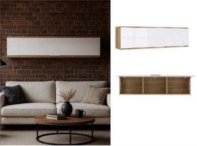 Wall Mounted Cabinet Living Room Floating Storage Shelf Unit 135cm ...