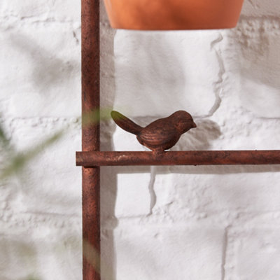 Wall Mounted Cast Iron Bird Plant Stand Terracotta Flower Pot Garden Decoration Accessory Plant Pot Holder - 4