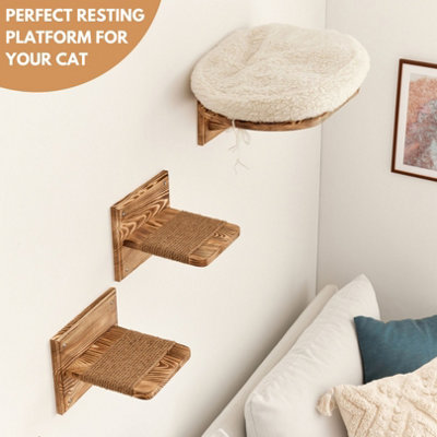 Cat Shelves For Wall With 4 Steps Scratch Post 13 * 13 In