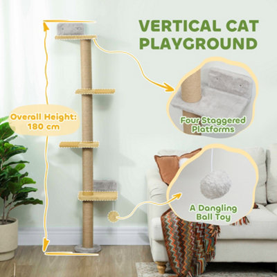 Wall Mounted Cat Shelves with 4 Climbing Platforms for Indoor