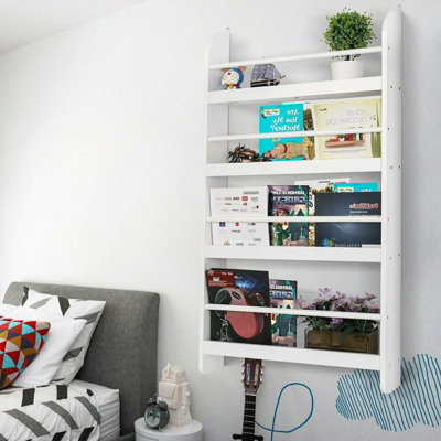 Wall Mounted Childrens Bookcase Kids Display Bookshelf Storage Unit Shelving Rack - 4