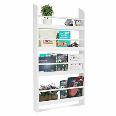 Wall Mounted Childrens Bookcase Kids Display Bookshelf Storage Unit Shelving Rack - 5