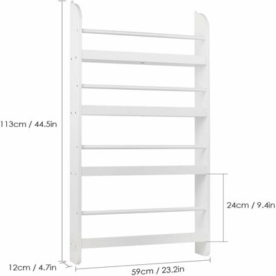 Wall Mounted Childrens Bookcase Kids Display Bookshelf Storage Unit Shelving Rack - 6