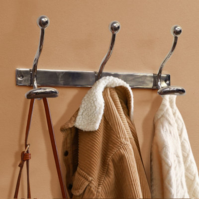 Wall Mounted Chrome Coat Hanger Clothes Rack