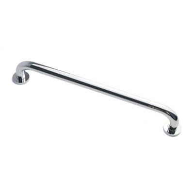 Wall Mounted Chrome Straight Grab Bar Brass - 400mm