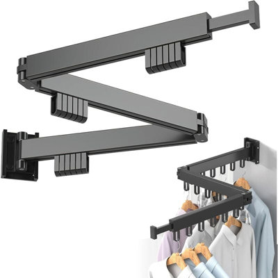 Wall Mounted Clothes Rack Foldable 3 Tier 120cm Drying Rack with 18 ...