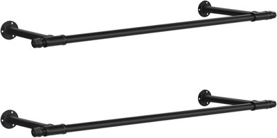 Wall-Mounted Clothes Rail Set of 2, Wall Hanging Rail for Clothes ...