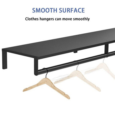 Wall Mounted Clothes Rail with Shelf Heavy Duty Garment Rack & Storage ...