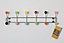 Wall-Mounted Coat Hanger-12 Hooks. Chrome frame, Multi-colored ceramic balls