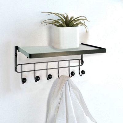 Wall Mounted Coat Hook With Floating Display Storage Shelf