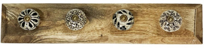 Wall Mounted Coat Hooks,Wood & Ceramic,Black/Beige Price Comparisons | Compare The Build