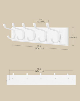 Wall-Mounted Coat Rack, Hook Rack, 5 Double Metal Hooks, for Coats ...