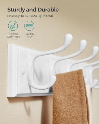 Wall-Mounted Coat Rack, Hook Rack, 5 Double Metal Hooks, for Coats ...