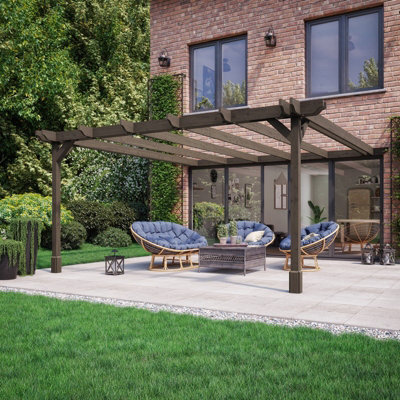 Wall Mounted Double Premium Pergola - Wood - L300 x W480 x H270 cm ...
