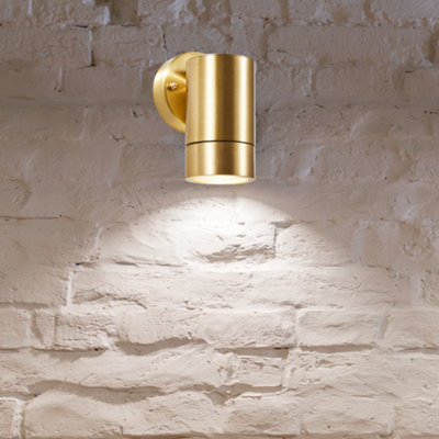Wall Mounted Downlight with LED GU10 Bulb Included: Solid Brass