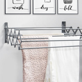 Wall Mounted Extendable Clothes Airer Grey Pukkr