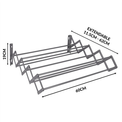 Wall Mounted Extendable Clothes Airer Grey Pukkr - 4