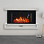 Wall Mounted Fire Suite Black Electric Fireplace with White Surround Set 7 Flame Colors Remote Control 37 Inch