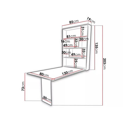 Wall Mounted Foldable Kitchen Table ABI Cabinet in Modern Wotan Oak ...